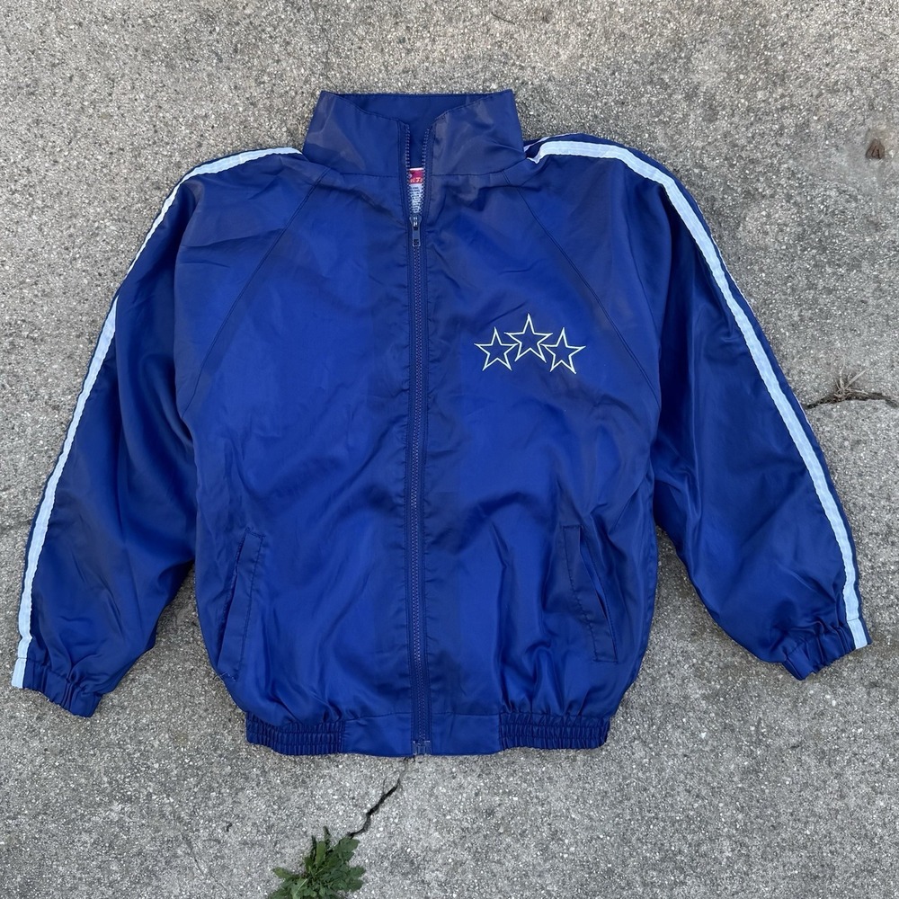 Vintage 80s Angel Face Windbreaker Jacket Embroidered Stars Youth XL